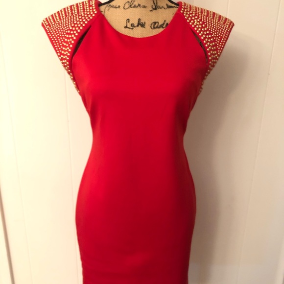 LG Red Dress w/ Gold Studs - Picture 1 of 7